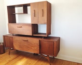 Reserved - Mid Century Modern Credenza with Hutch .  Media Console . Danish Modern Sideboard