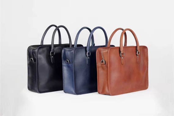 vegetable tanned leather briefcase