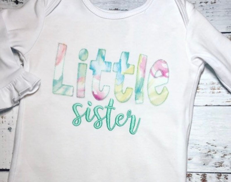Sibling Set Newborn Gown Little Sister Ruffle Baby Gown Personalized Embroidered Baby Gown