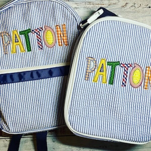 Navy name Lunchbox and School or sports Backpack, Personalized Bookbag, personalized diaper bag
