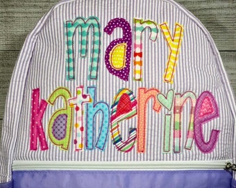Monogram applique School Backpack, Personalized Bookbag, personalized diaper bag. perfect for school, dance or overnights