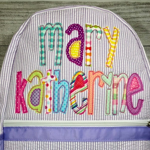 Monogram applique School Backpack, Personalized Bookbag, personalized diaper bag. perfect for school, dance or overnights