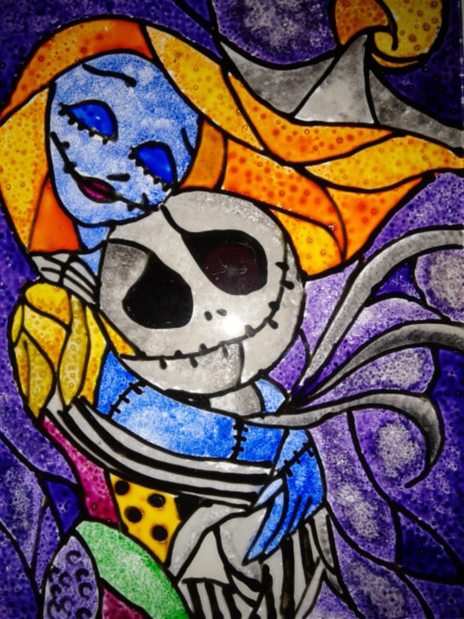 Nightmare Before Christmas Jack and Sally Stained Glass - Etsy