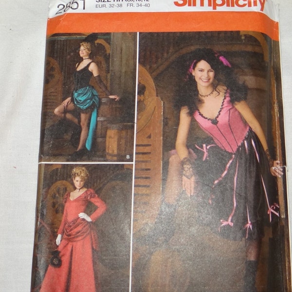 Clearance Sale! Simplicity 2851 Andrea Schewe Misses' 19th Century Costumes Old West Barmaid Victorian Lady Can-Can Chorus Vaudeville