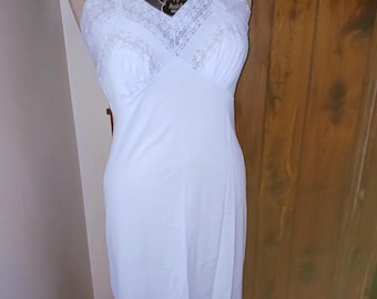 Vintage 1970s Light Blue Sans Souci Slip Size 36 Nylon Lacy Lingerie