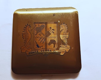 Vintage 1950s Ponte Vedra Club Metal Compact  Private Florida Inn and Club Dorset Rex 5th Avenue Good Shape Collectible