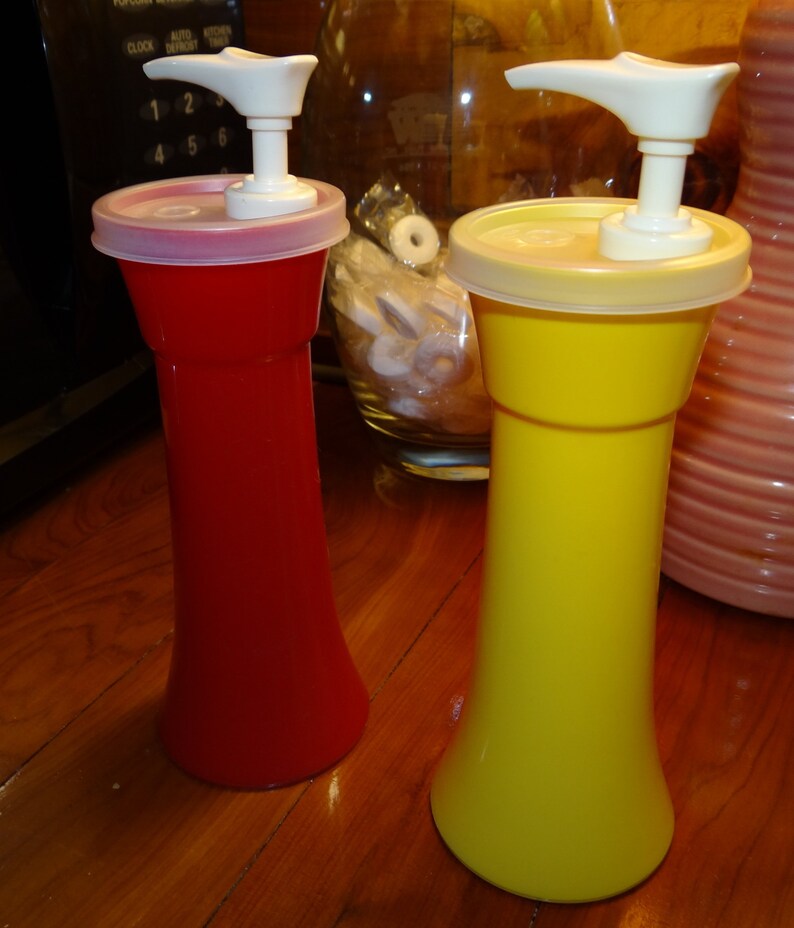 Vintage Tupperware Ketchup and Mustard Pump Dispensers with Etsy