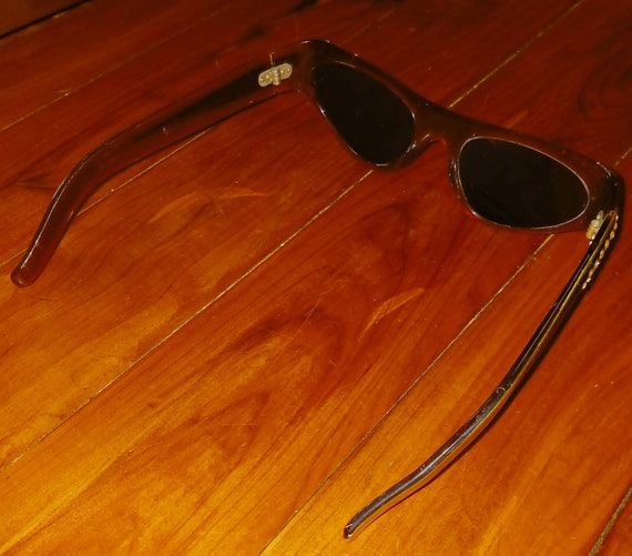 Vintage 1950s 1960s Italy Cat Eye Sunglasses Rhin… - image 9