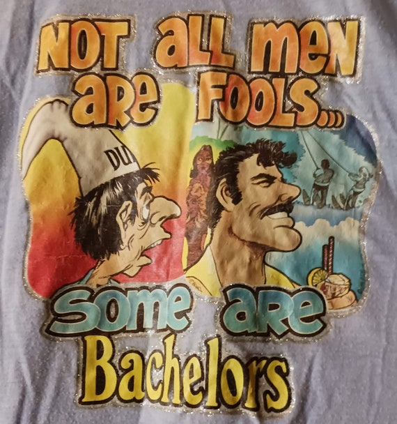 Vintage Cartoony 1970s 1980s Bachelor T-Shirt Ligh