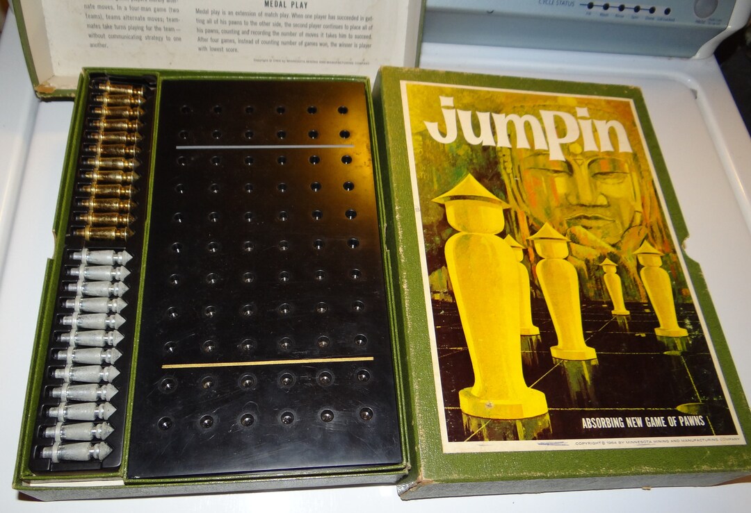 Vintage Jumpin 3M Bookshelf Game 1964 A Game of Pawns Elegant Metal Set