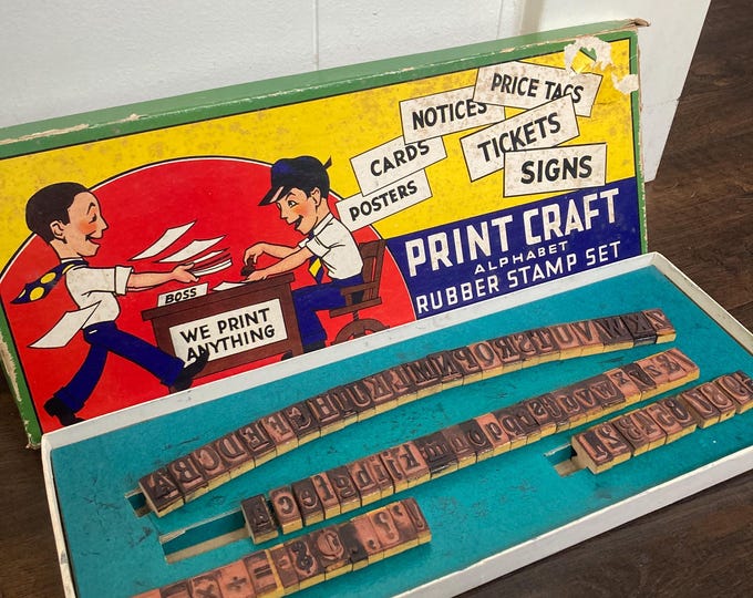 Target Stamps Vintage Print Craft Alphabet Wood Rubber Stamp Set - Etsy
