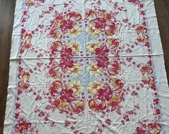 Vintage Cotton Floral Tablecloth