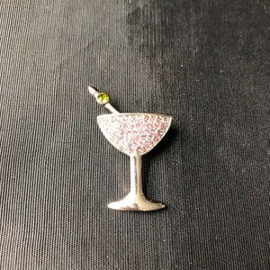 Martini Cocktail Jewelry | Rhinestone Pin Brooch | Girlfriend Gift