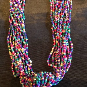 Vintage Native Indian American Necklace Seed Beads Multi Colored Bead Large Knot Colorful image 4