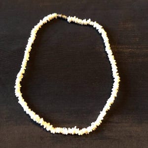 Puka shell necklace nuggets, vintage white choker, beach jewelry 16 inches Gift