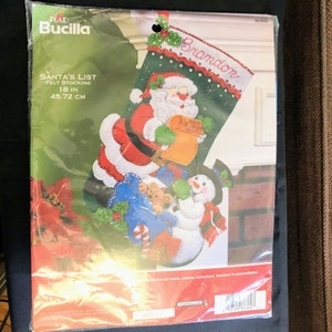 Vintage Bucilla Stocking Kit Santa's List Felt 18 inch