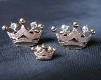 Swank Crown Cufflinks Royal Set | King Prince Cuff Links | Vintage Tie Pin Clip Set | Gift For Men Groom Gift for him