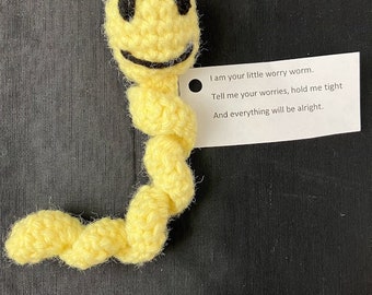 Worry Worms Crochet Handmade Knitted Worm Pet Poem Ready To Ship Today Gift For Friend Kids Gift