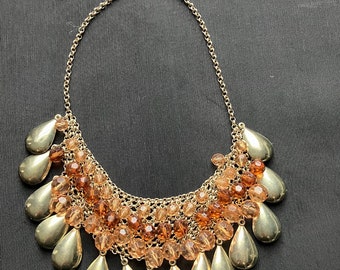 Bib Necklace Chunky Statment Necklaces Dangle Teardrop Collar Beaded Crystals Beads