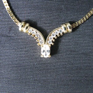 80s necklaces rhinestone necklace gold tone rhinestones vintage image 1