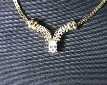 80s necklaces rhinestone necklace gold tone rhinestones vintage