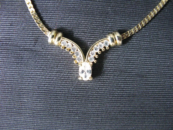 80s necklaces rhinestone necklace gold tone rhinestones vintage