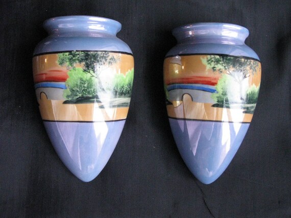 Vintage Wall Vase Lusterware Set Pocket Vases Etsy