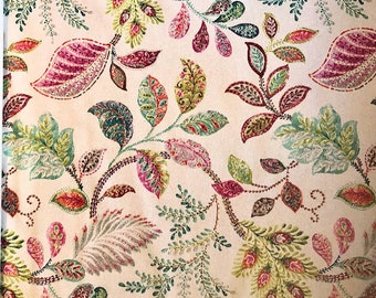 Botanical P Kaufmann Fabric | Soil Stain Repellent Resistant | Multicolored Cotton Floral by the yard | Upholstery Fabrics for Pillows