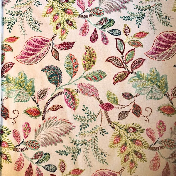 Botanical P Kaufmann Fabric | Soil Stain Repellent Resistant | Multicolored Cotton Floral by the yard | Upholstery Fabrics for Pillows