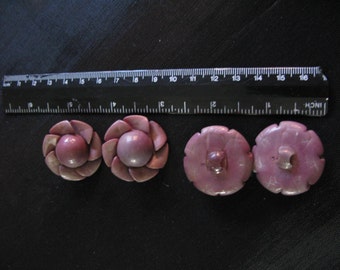 Large Plastic Buttons - Purple Old Antique Buttons - Collectible Button