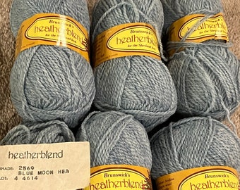 Brunswicks Yarn Skeins Vintage Blue Moon Heatherblend Shetland Look Sport Yarn 5 Available