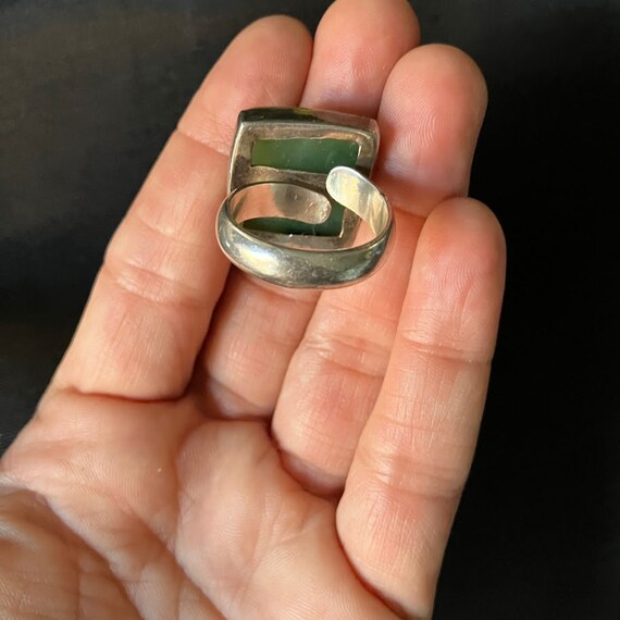 Vintage Green Jade Color Ring Could be Serpentine… - image 3