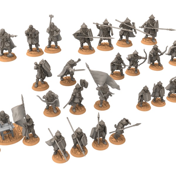 Lakecity - Army of lakecity of torgorod, hero, Lake, dragon, Misty Mountains, Town miniatures for wargame D&D, Lotr... Medbury miniatures