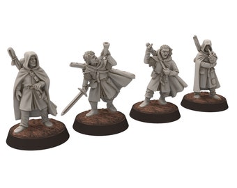 Ornor - Grey Rangers 4 Characters Bundle, Lost Kingdom of the North, Misty Mountains, Medburry miniatures for wargame, DnD, Lotr