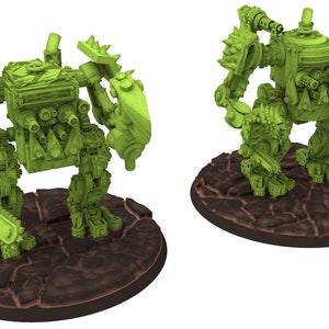 Green Skin - Orc Khan Killer Mega-Robot Warboy walker from iceland planet green-skinned Warbands Modular Kit heads torso legs GGW