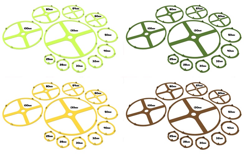 Lot of 25, 28, 30, 32, 40, 50, 60, 64mm base individual coloured squad marker circles usable for skirmish wargame... image 3