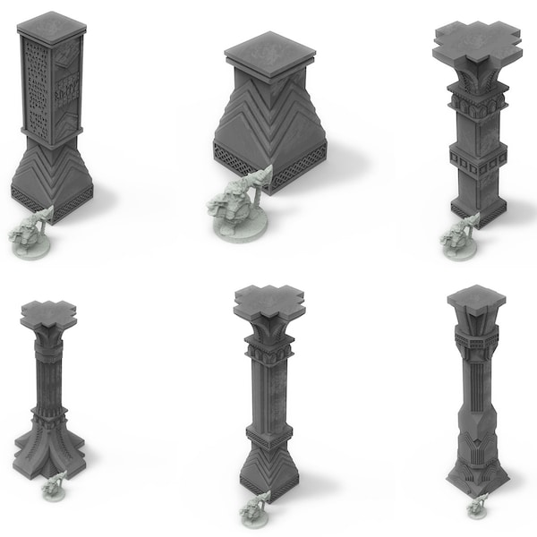 Dwarf mine pillars & stelae usable for lord with the rings, fantasy wargame ... V02-08