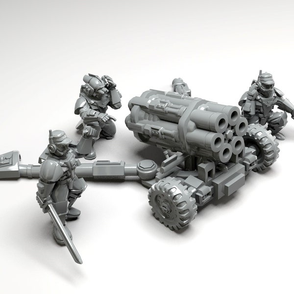 Imperial Army - Rocket Launcher, Heavy Support Weapons, infantry, post apocalyptic empire, modular miniatures usable for tabletop wargame.