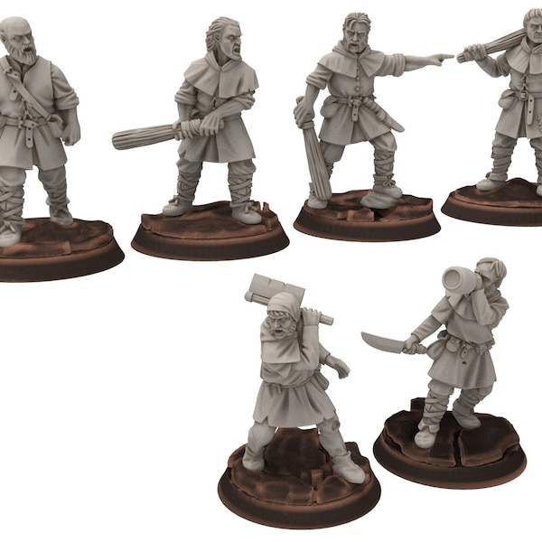 Ruffians - Bandit dagguer club cleaver, wood Thief warband, scouring Middle rings miniatures for wargame D&D, Lotr... Medbury miniatures