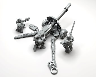 Imperial Army - Heavy Lanscannon, Heavy Support Weapons, infantry, post apocalyptic empire, modular miniatures usable for tabletop wargame.
