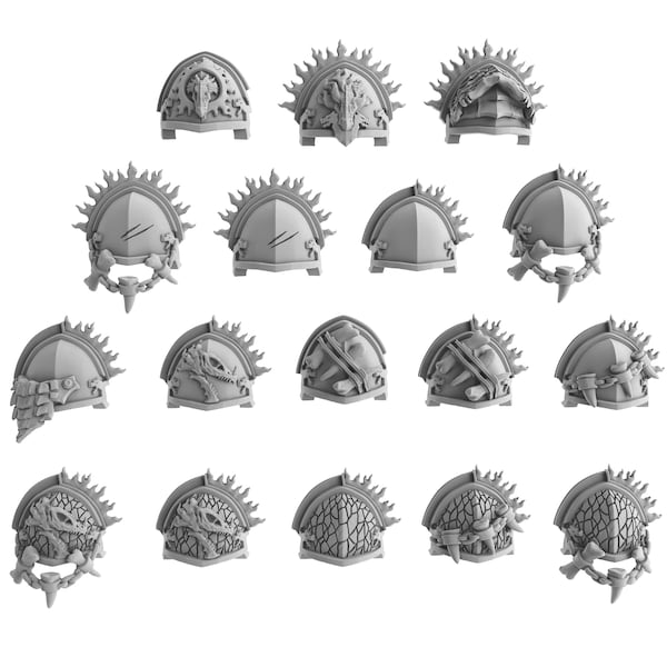 Socratis - Fire Lizard Warriors Order - x40 Shoulders, mechanized infantry, post apocalyptic empire, usable for tabletop wargame.