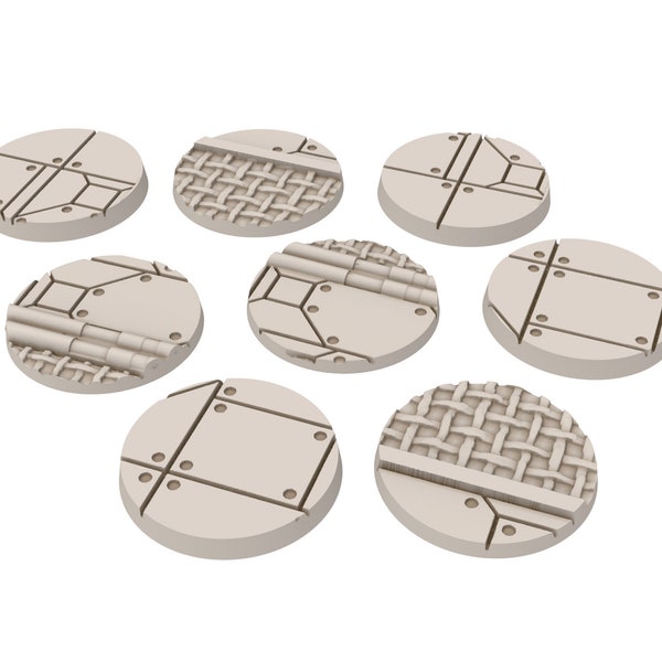 StarShip V2 - Lot of StarShip texture round bases for miniatures, size 25mm, usable for Warmachine, Starfinder and sci-fi wargames.