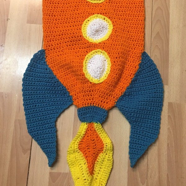 Rocket ship, space blanket, snuggle sack, cocoon, cute, boys, girls, blast off, crocheted, sleeping bag, (All sizes & colors available)