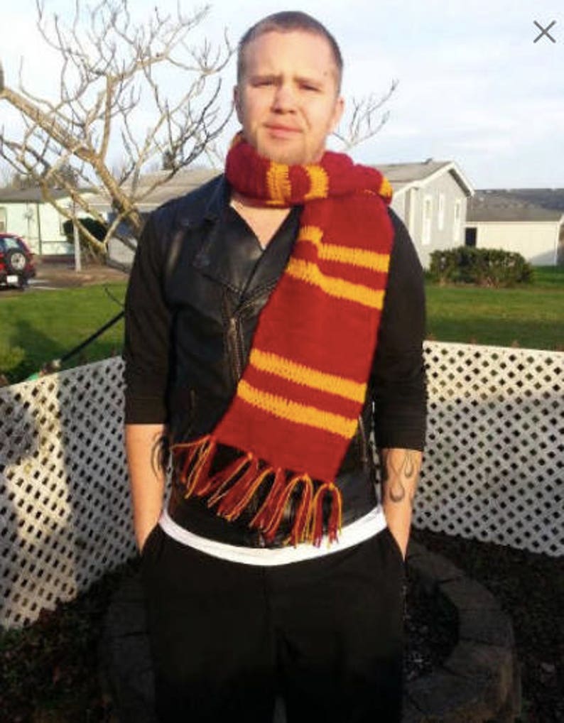 Wizard scarf, house scarf, wizard, witch costume, , maroon and gold, yellow and black, blue and grey, blue and bronze, green and grey scarf image 3