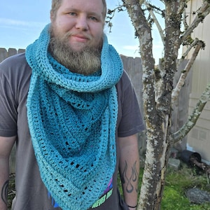 Blue Ombre Hooded scarf *Ready to ship*  | hooded cowl scarf | Winter scarf | Wild Oleander crochet scarf | Scoodie | boho scarf