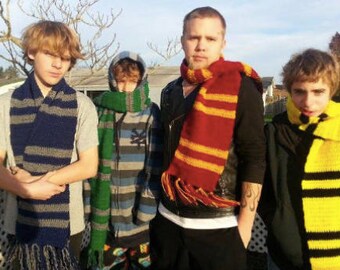 Wizard scarf, house scarf, wizard, witch costume, , maroon and gold, yellow and black, blue and grey, blue and bronze, green and grey scarf