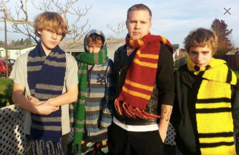 Wizard scarf, house scarf, wizard, witch costume, , maroon and gold, yellow and black, blue and grey, blue and bronze, green and grey scarf image 1