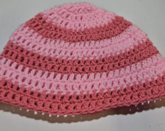 Crocheted Pink Striped Beanie | Edith despicable me inspired beanie