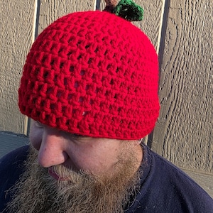 Crocheted apple Hat | Acrylic Knit Baby, Toddler, Adult Sizes | Crochet fruit hat