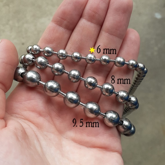 Large 6mm Stainless Steel Ball Chain Necklace, Metal Beads, Men's Women's Unisex, Metal Pearls